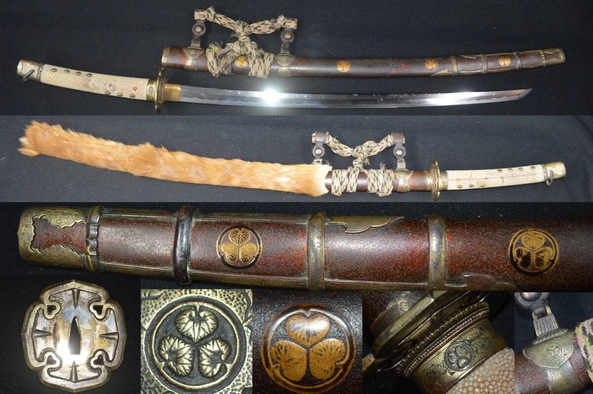 中古】大名道具 徳川家伝来 三つ葉 葵紋 蒔絵 金梨地 重箱 共箱 共布