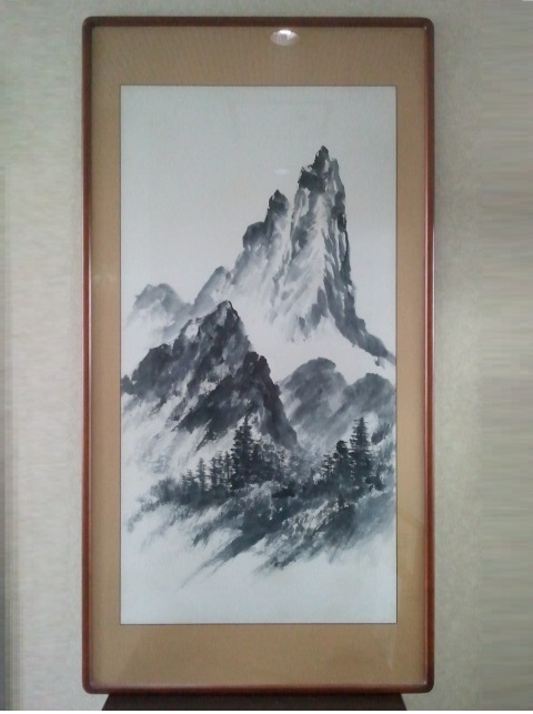 【アンティーク】額縁 額装 壁掛け 水墨画 山水画 山 鳥 鷲 鷹 オブジェ アンティーク】額縁 額装 壁掛け 水墨画 山水画 山 鳥 鷲 鷹