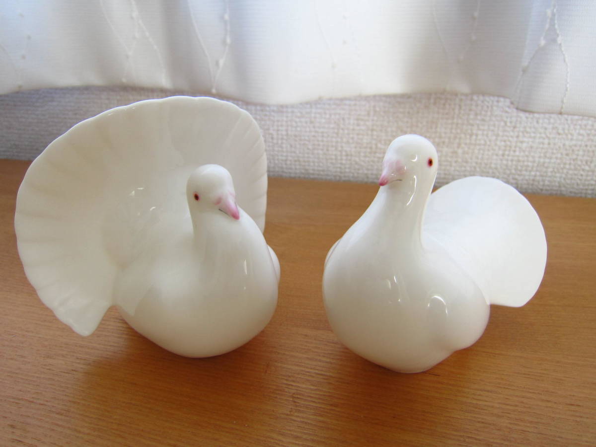 新品】ノリタケ 鳩 フィギュリン ハト 鳥 トリ ペア 夫婦 置物