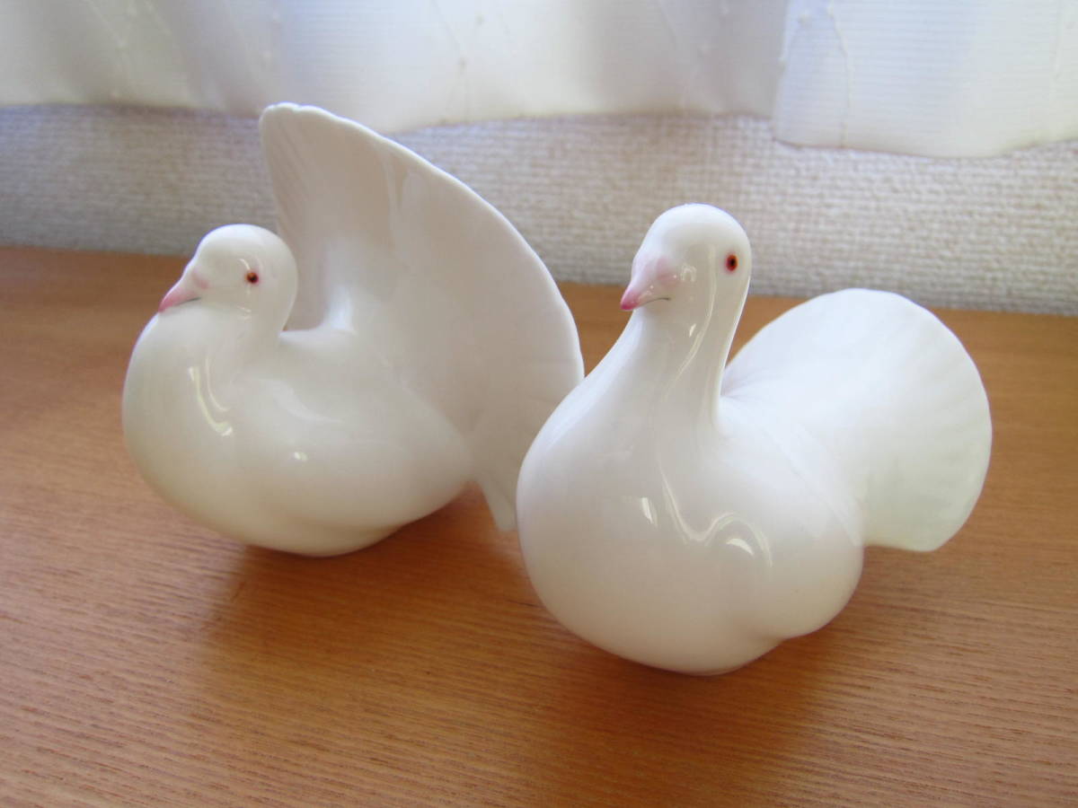 新品】ノリタケ 鳩 フィギュリン ハト 鳥 トリ ペア 夫婦 置物