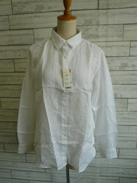 新古品 Uniqlo プレミアムリネンシャツ レディース L 白 長袖 麻100 ブラウス リネン 春 夏 ユニクロ M4 2b16棚 の落札情報詳細 ヤフオク落札価格情報 オークフリー スマートフォン版