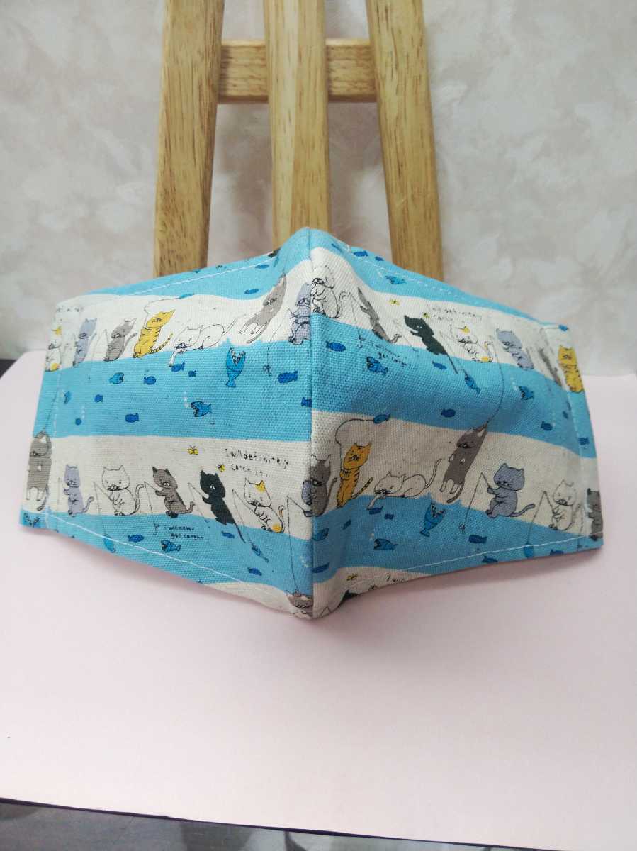 新品 マスクカバー 大人用 大きめ 横長立体形状 ダブルガーゼ 綿 ハンドメイド 手作り 魚釣り猫 猫 ネコ の落札情報詳細 ヤフオク落札価格情報 オークフリー スマートフォン版