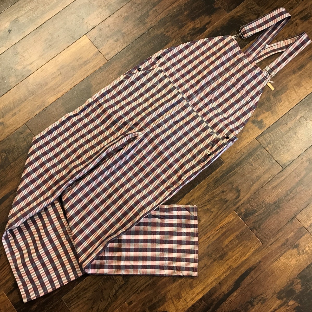 新品sunsurf Union Supplyパラカチェックオーバーオールパンツ