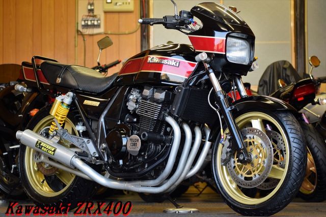 KAWASAKI zrx400  後期型　車検1年　予備マフラー付き Kawasaki ZRX400 ZR400E 予備車検渡し エボニー DICアルミフルエキ