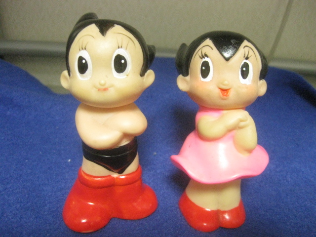 レトロ 浅草玩具 鉄腕アトム ウラン ソフビ人形 2体セット 当時物の