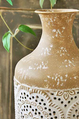 新品 輸入雑貨 Fretwork トールベース 花瓶 フラワーベース ブリキ ブラウンレース 透かし シャビーシック アンティーク ガーデニング Ctb 15 の落札情報詳細 ヤフオク落札価格情報 オークフリー スマートフォン版