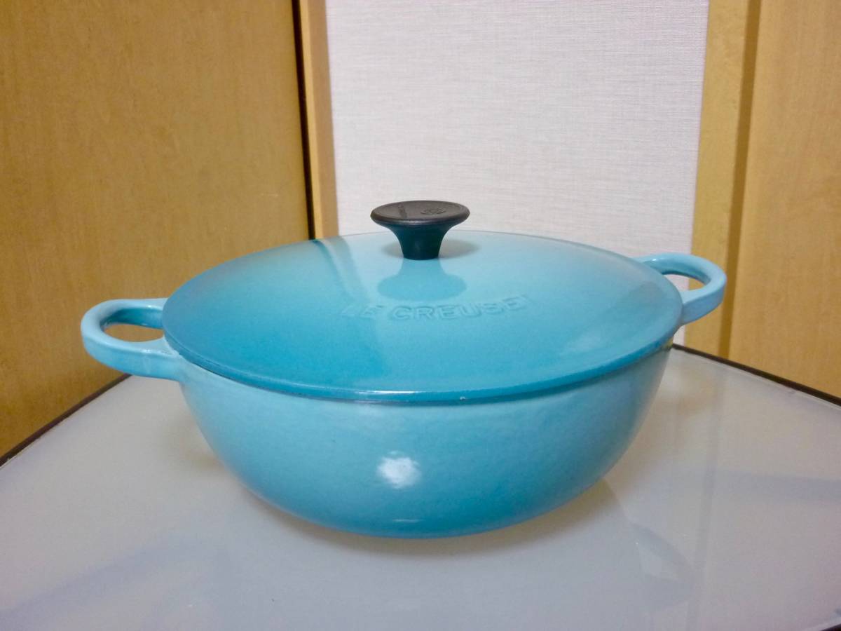 ルクルーゼ マルミット 22cm カリビアンブルー 箱傷みあり