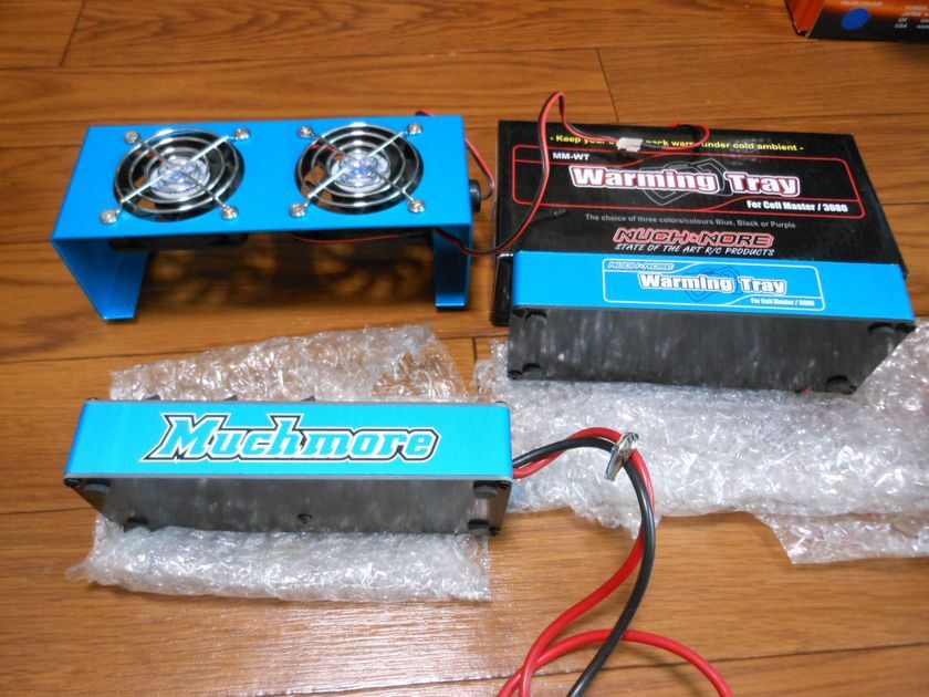 マッチモア Muchmore Racing パワーステーション+Newクーリングファンスタンド+ウォーミングトレイ×2 ブルー ラジドリに！の