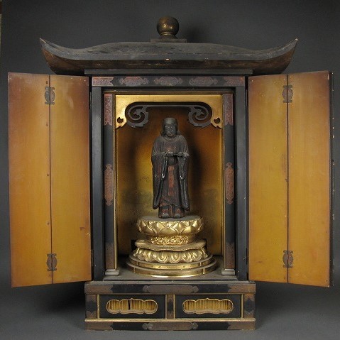 仏教美術 厨子 豆仏 高4cm 超絶技巧(K-YC366)（仏教美術 木製