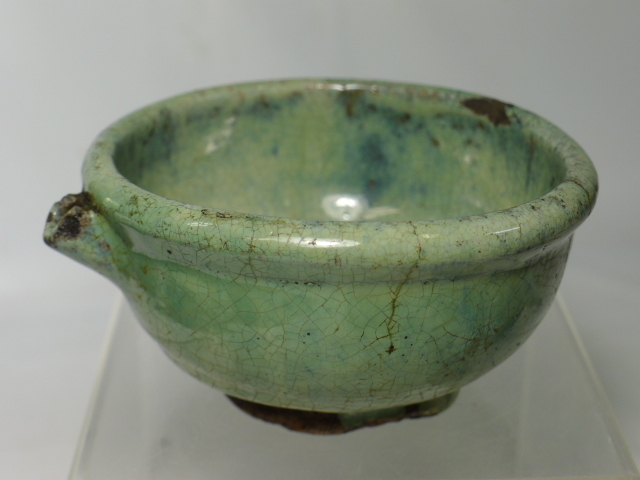 松代焼 江戸時代 松代焼 緑白釉壺 代官町窯 江戸時代末期頃