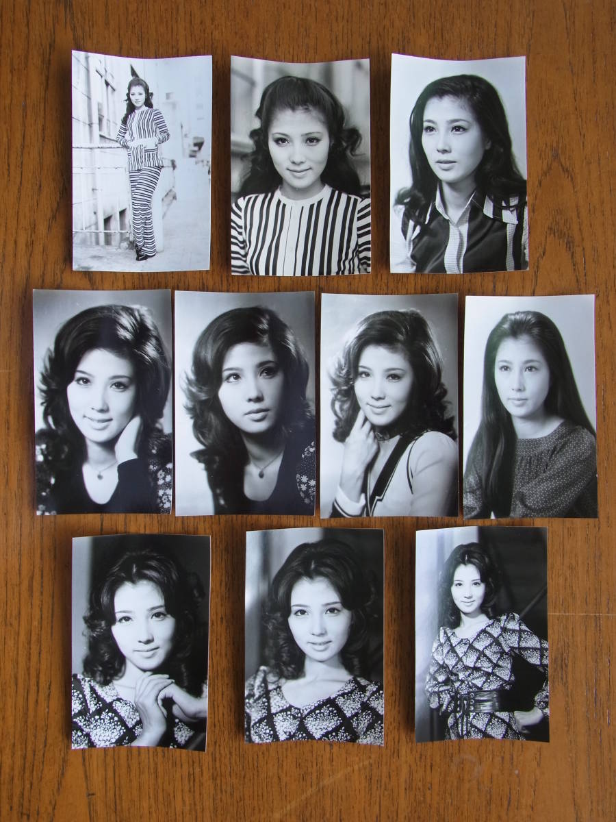 古い 昭和のブロマイド【大原麗子】10枚まとめて/モノクロ/美人女優の