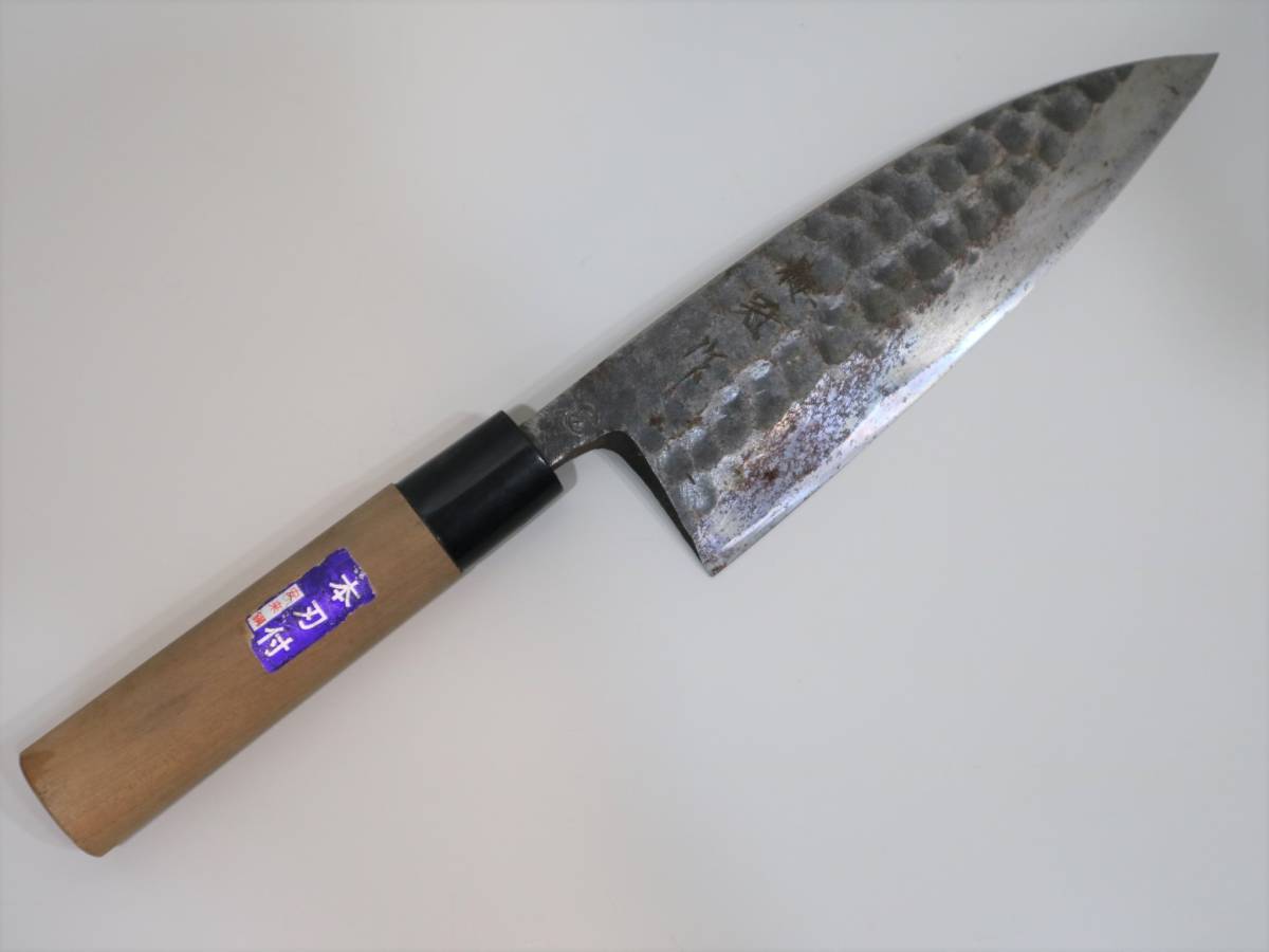 item 土佐打刃物 | details 210mm 黒打槌目炭打手作柳刃包丁 梅冠作
