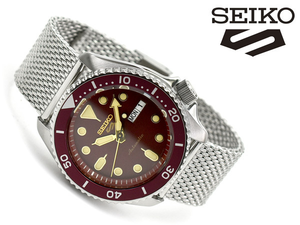 新品 新品正規品 セイコー5 Seiko 5 Sportsスポーツ自動巻きとけい腕時計メンズウォッチカレンダーミラネーゼ男性用キャンプ釣りレッド赤 の落札情報詳細 ヤフオク落札価格情報 オークフリー スマートフォン版
