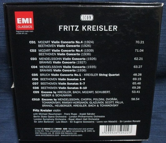 フリッツ・クライスラー☆EMIレコーディングス【10CD】の落札情報詳細