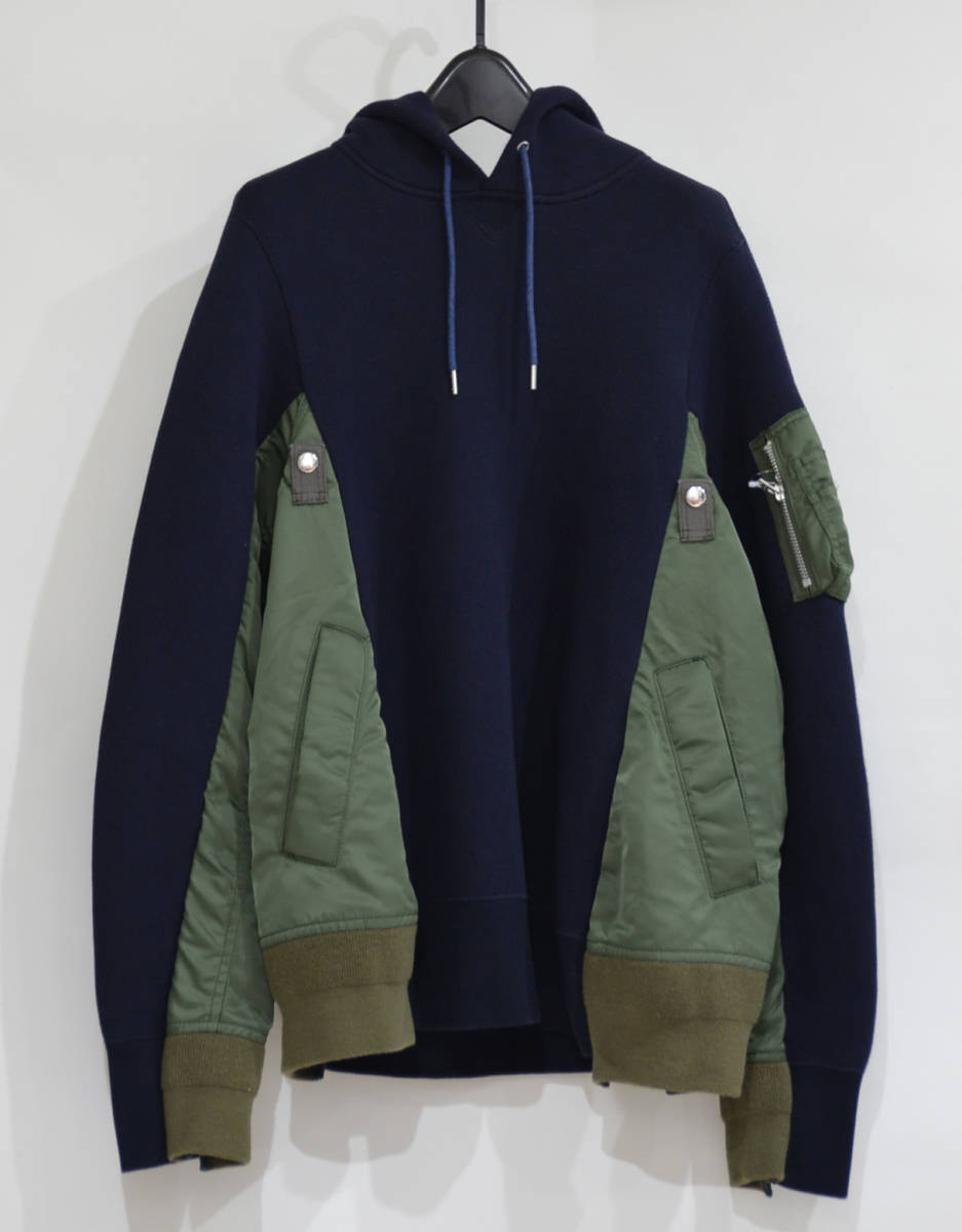 【即完売モデル】サカイ スポンジスウェット MA-1 ジップパーカー Lサイズ 即完売モデル】サカイ スポンジスウェット MA-1 ジップパーカー L