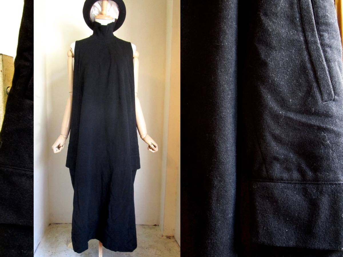 Y S ワイズ Yohji Yamamoto ヨウジヤマモト 黒ブラック ハイネック ウール マキシ丈 ノースリーブ ワンピース 1015 Used古着 の落札情報詳細 ヤフオク落札価格情報 オークフリー スマートフォン版