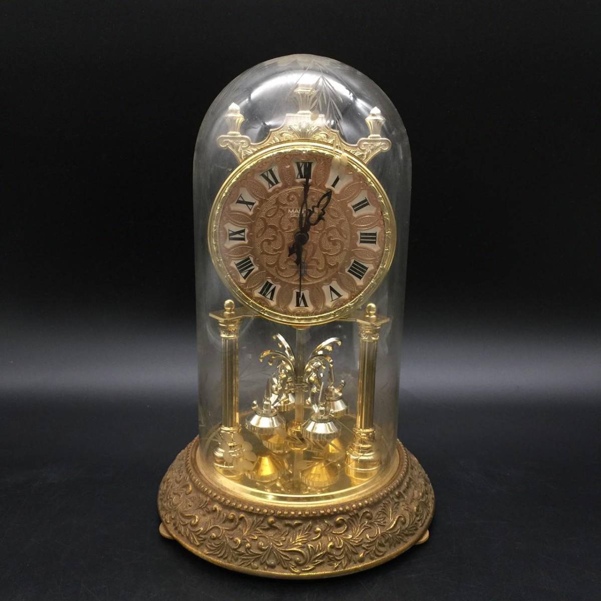 MASTER LAURELガラスドーム付き置時計 アンティーク時計 日新時計