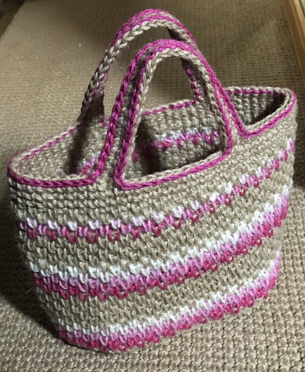 新品 麻紐バッグ ハンドメイド Pink の落札情報詳細 ヤフオク落札価格情報 オークフリー スマートフォン版