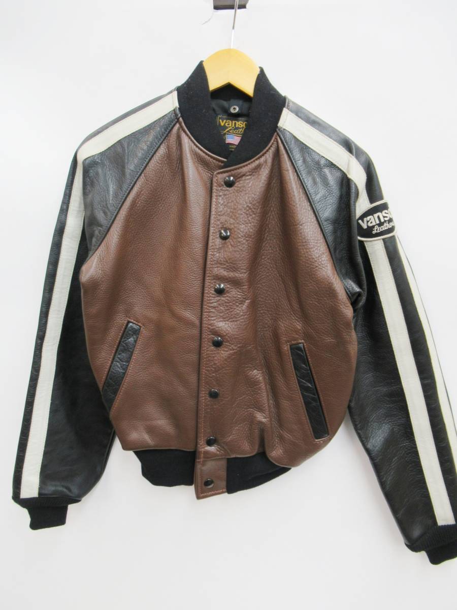 VANSON バンソン レザー 切替スタジャン バイカー ライダース 本革