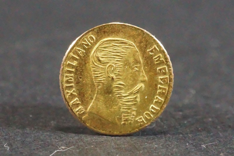 1865年 メキシコ金貨 ペソ　世界最小の金貨 メキシコ 1ペソ金貨 マクシミリアン皇帝 1865年 ゴールド 世界