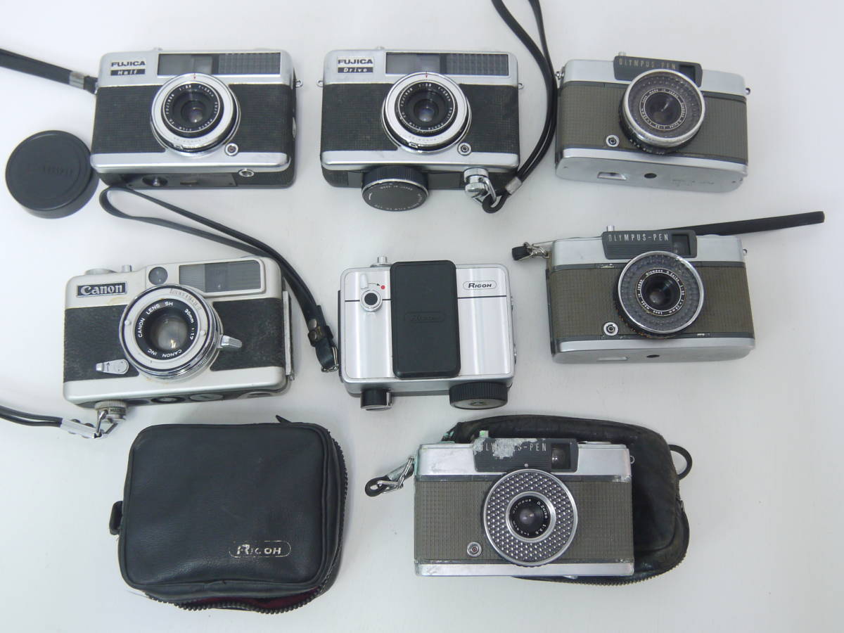 【傷や汚れあり】806 コンパクトフィルムカメラ 7台 OLYMPUSPEN EE/EE2//canon demi EE17/RICOH