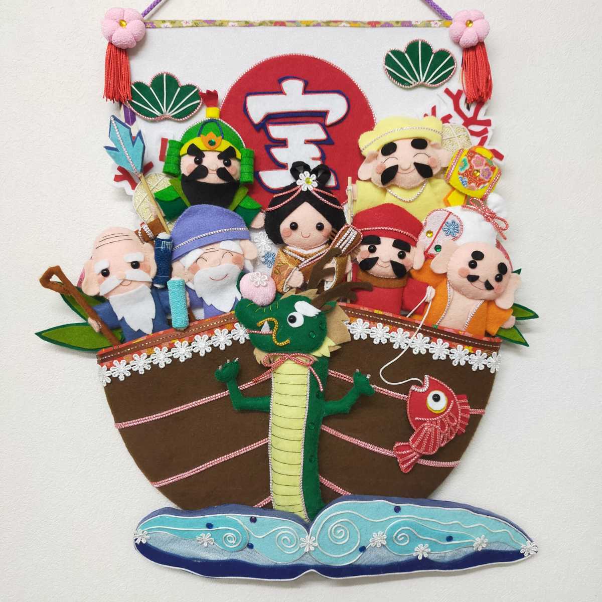 手作りハンドメイド 七福神 宝船 縁起物 風水 インテリア置物