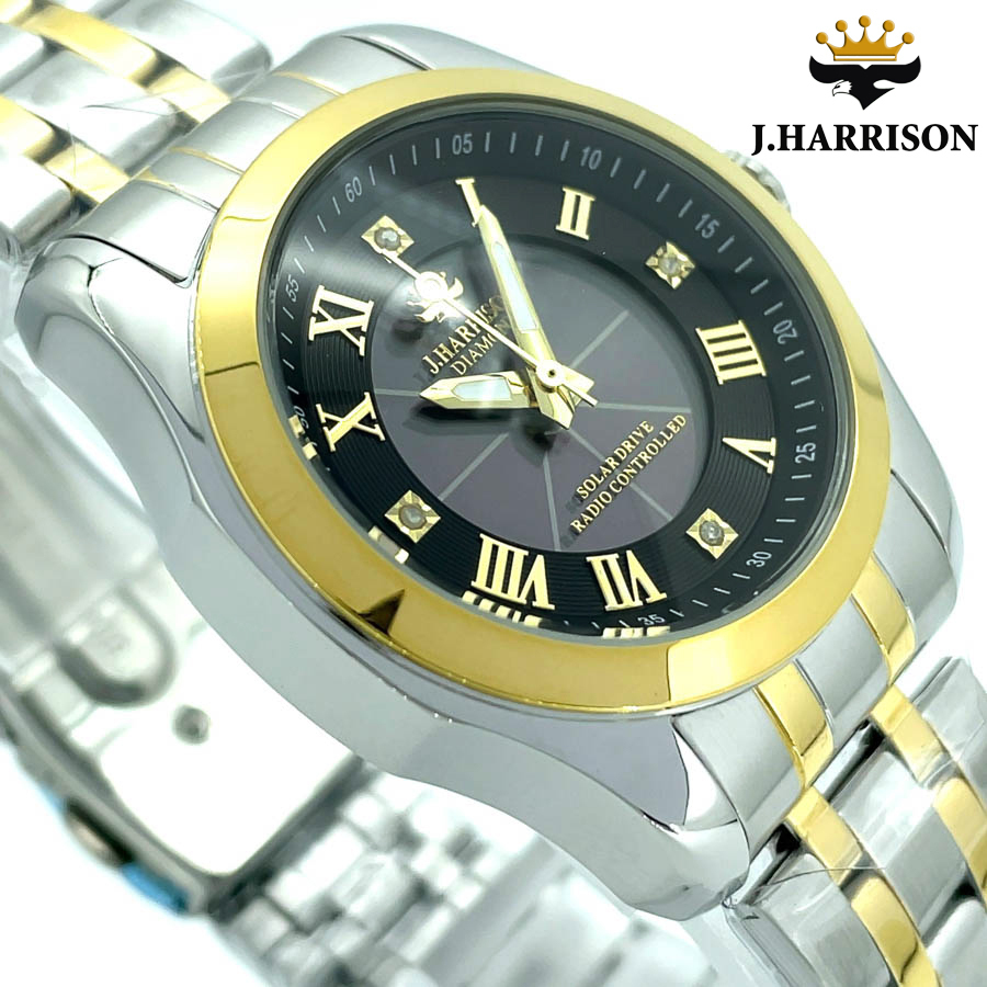 【未使用】1円【人気】J.HARRISONジョンハリソン女性用レディース腕時計アナログ電波ソーラーウォッチブラックシルバーゴールドファッション