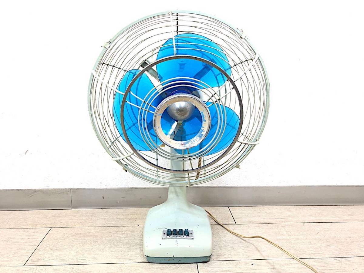 National 昭和 レトロ 扇風機 青 昭和レトロ National 扇風機