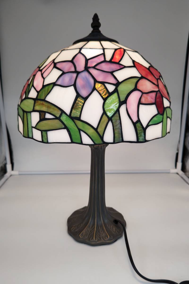 人気美品☆ 【ステンドランプ ステンドグラス アンティーク 花柄