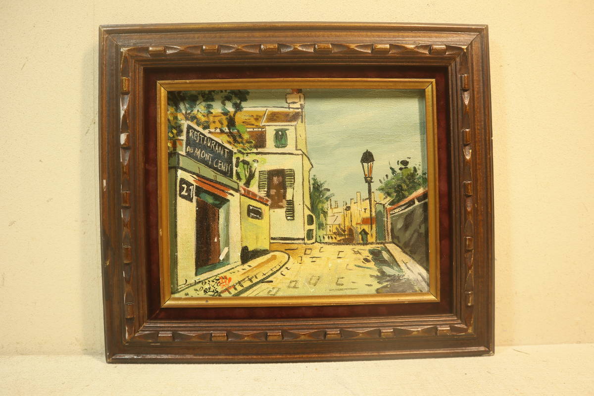 伝・藤田嗣治作肉筆油彩風景画「湖畔」