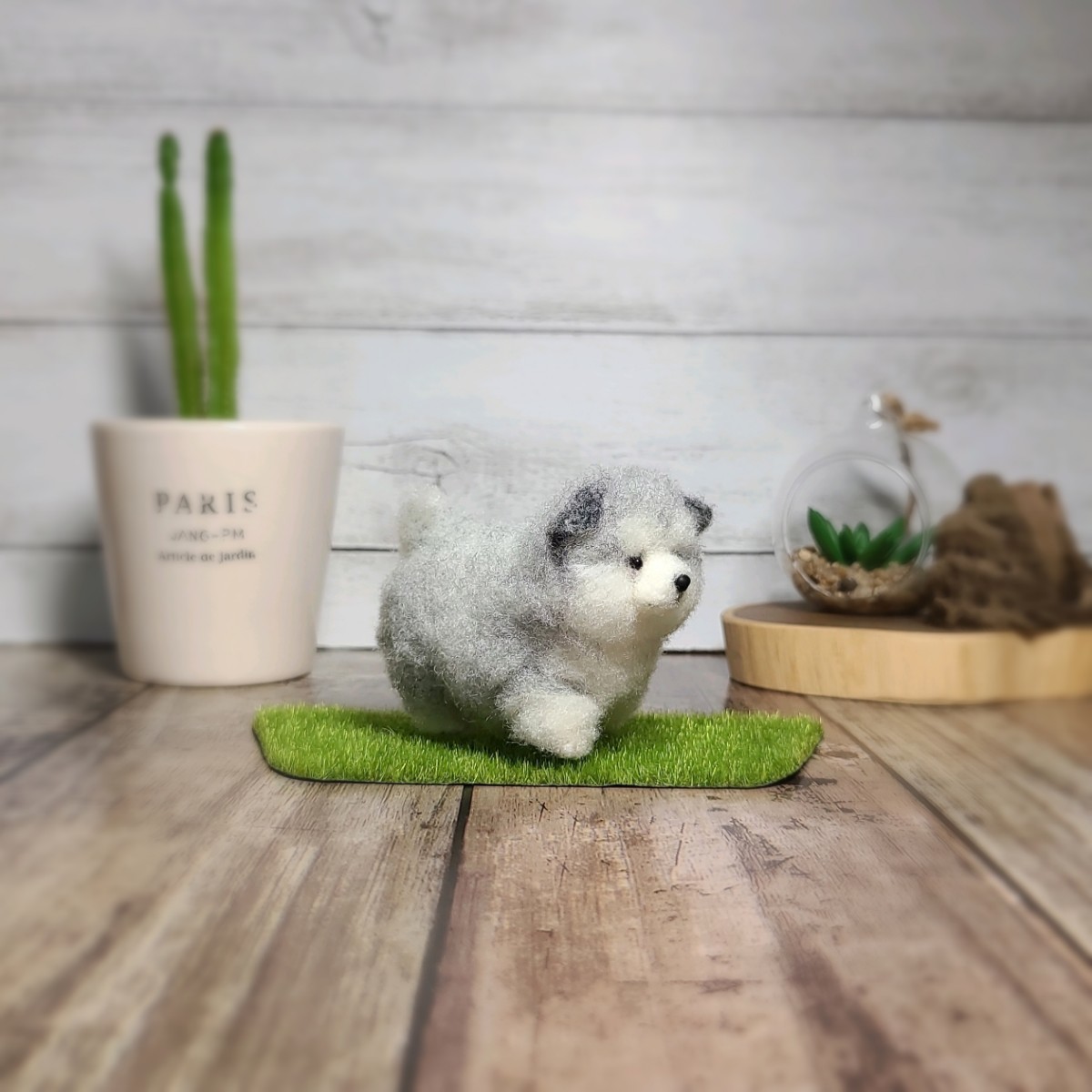 未使用】アラスカンマラミュートのポテポテ行進 子犬 羊毛フェルト