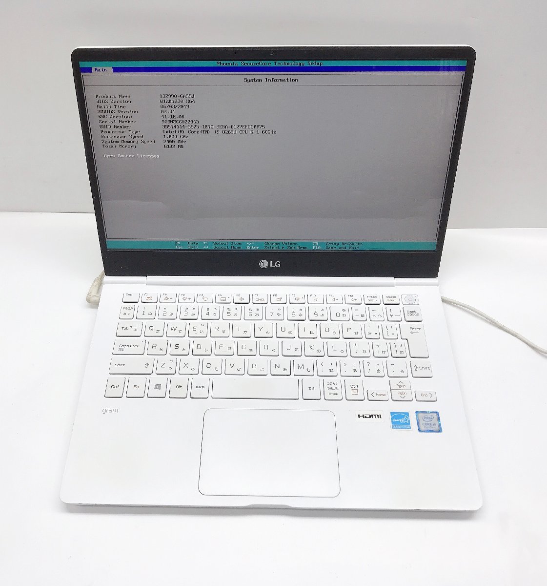 傷や汚れあり】NT:LG gram 13Z990-GA55J Core i5 8265U 1.6GHz /8GB