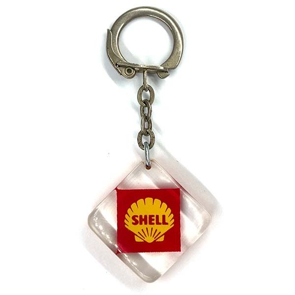 【やや傷や汚れあり】シェル フレンチ キーホルダー SHELL French Key Holder 鍵 オイル 石油 キーチェーン ガソリン