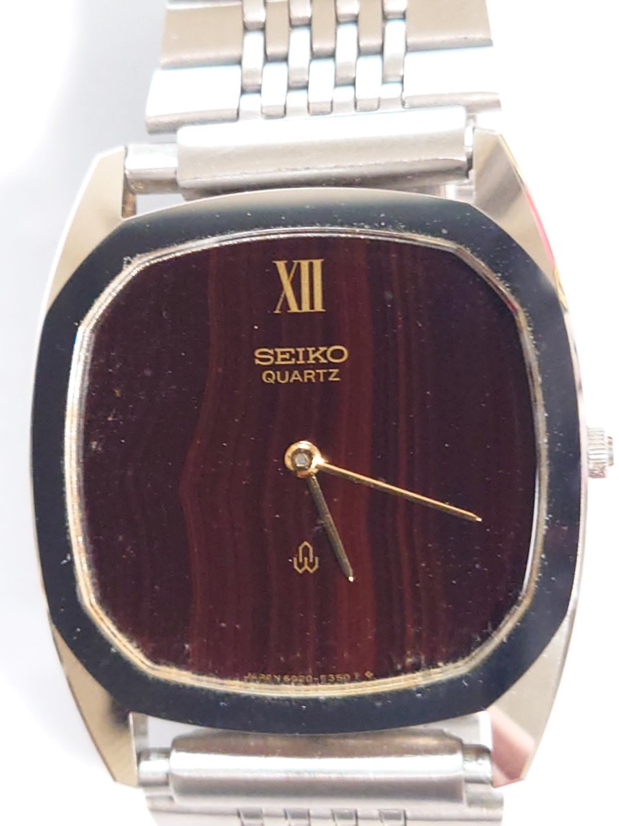 SEIKO 6020-5260 クォーツ 腕時計 メンズ ウッド柄 動作未確認 6020