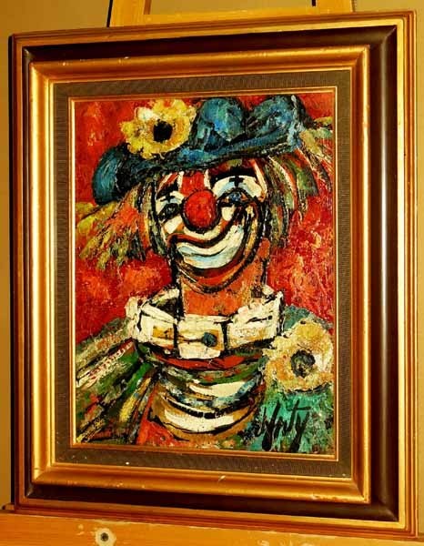 アンリ ダンティ 絵画 油絵 アンリ・ダンティ 油絵 ピエロ レトロ