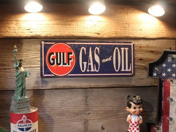 未使用】1円 新品 ガレージインテリアに最高 GULF OIL レトロサイン