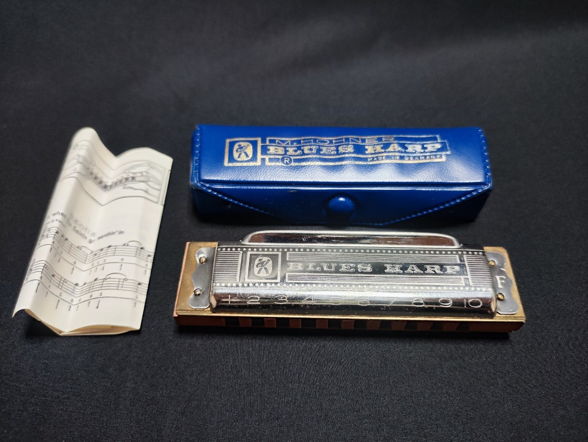 【やや傷や汚れあり】ヴィンテージ M.HOHNER Blues HARP コードF ホーナー ハーモニカ ブルースハープ ソフトケースの落札