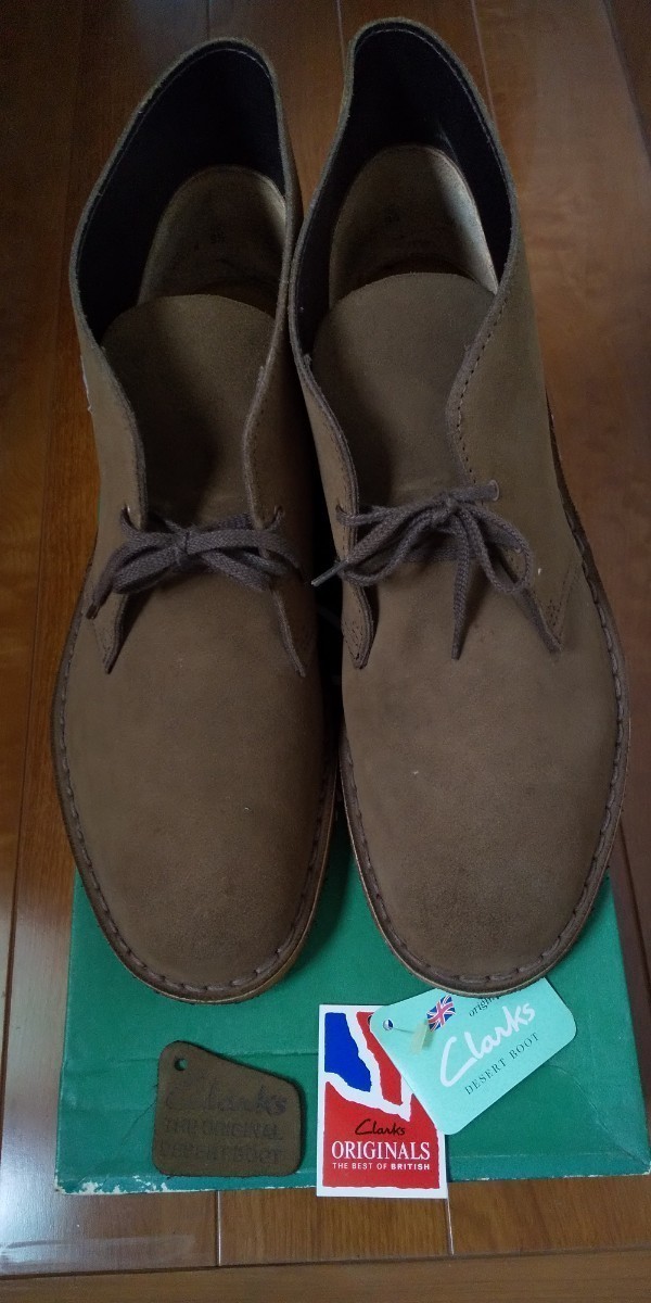 【やや傷や汚れあり】美品！英国製 クラークス デザートブーツ size91/2 27.5cm ブラウンスエード 元箱有 Clarks Made