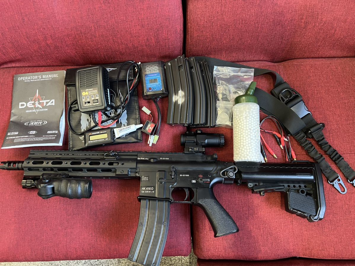目立った傷や汚れなし】HK416デルタカスタム ブラック カスタム品 リポ