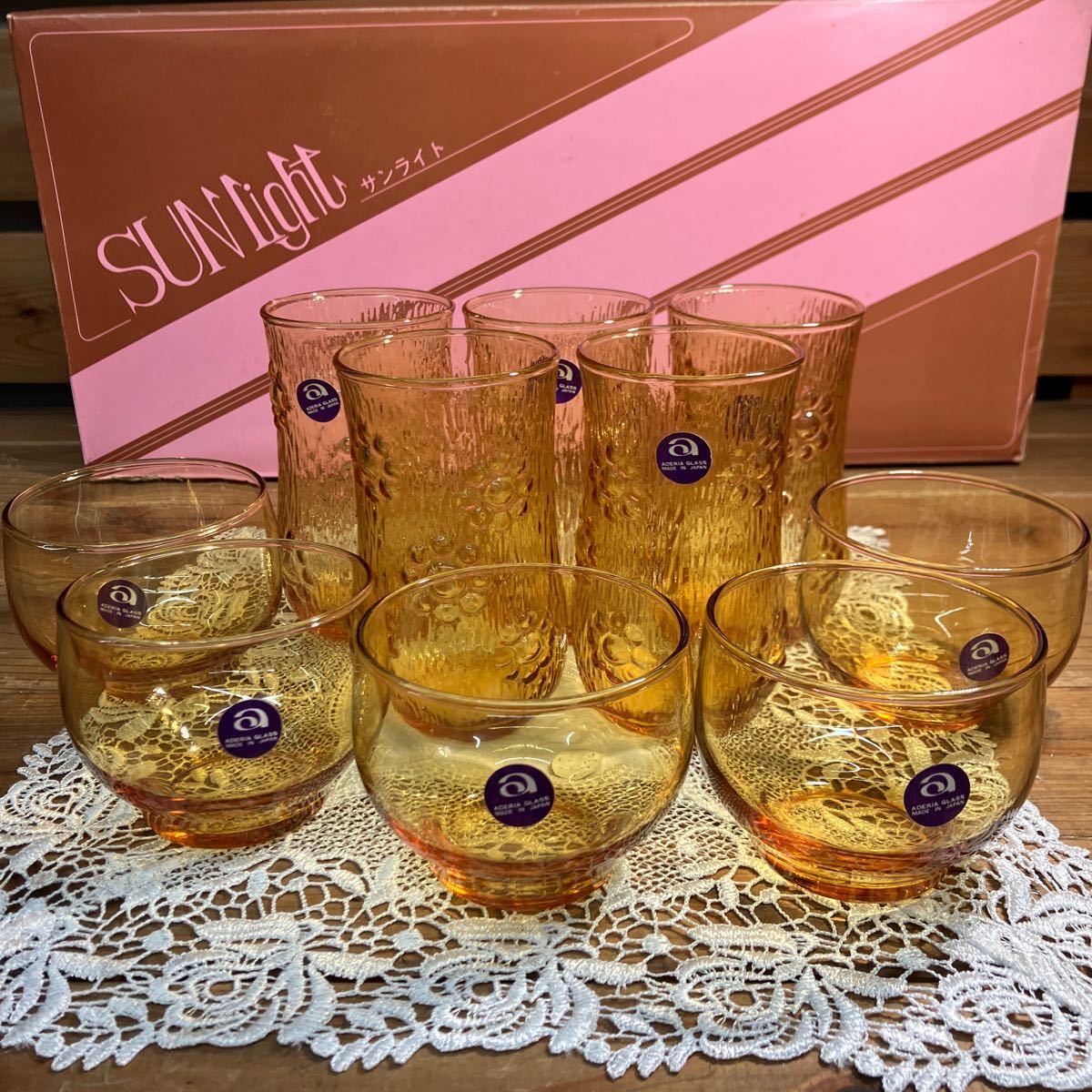 HOYA Glass琥珀色 ロックグラス 5個セット （カガミクリスタル ロック 