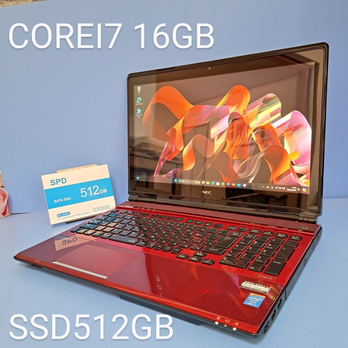NEC】LAVIE 高性能i7 SSD512GB 16GB レッド ノートPC やや傷や