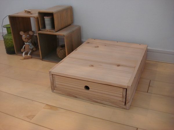 サイズ変更可能A3丸穴7段小引き出し②/無垢材木製書類ケース