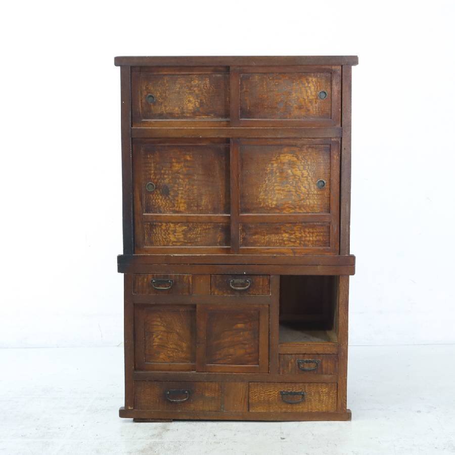 アンティーク 小ぶりな木製 水屋箪笥 飾り棚 アンティーク 小ぶりな水