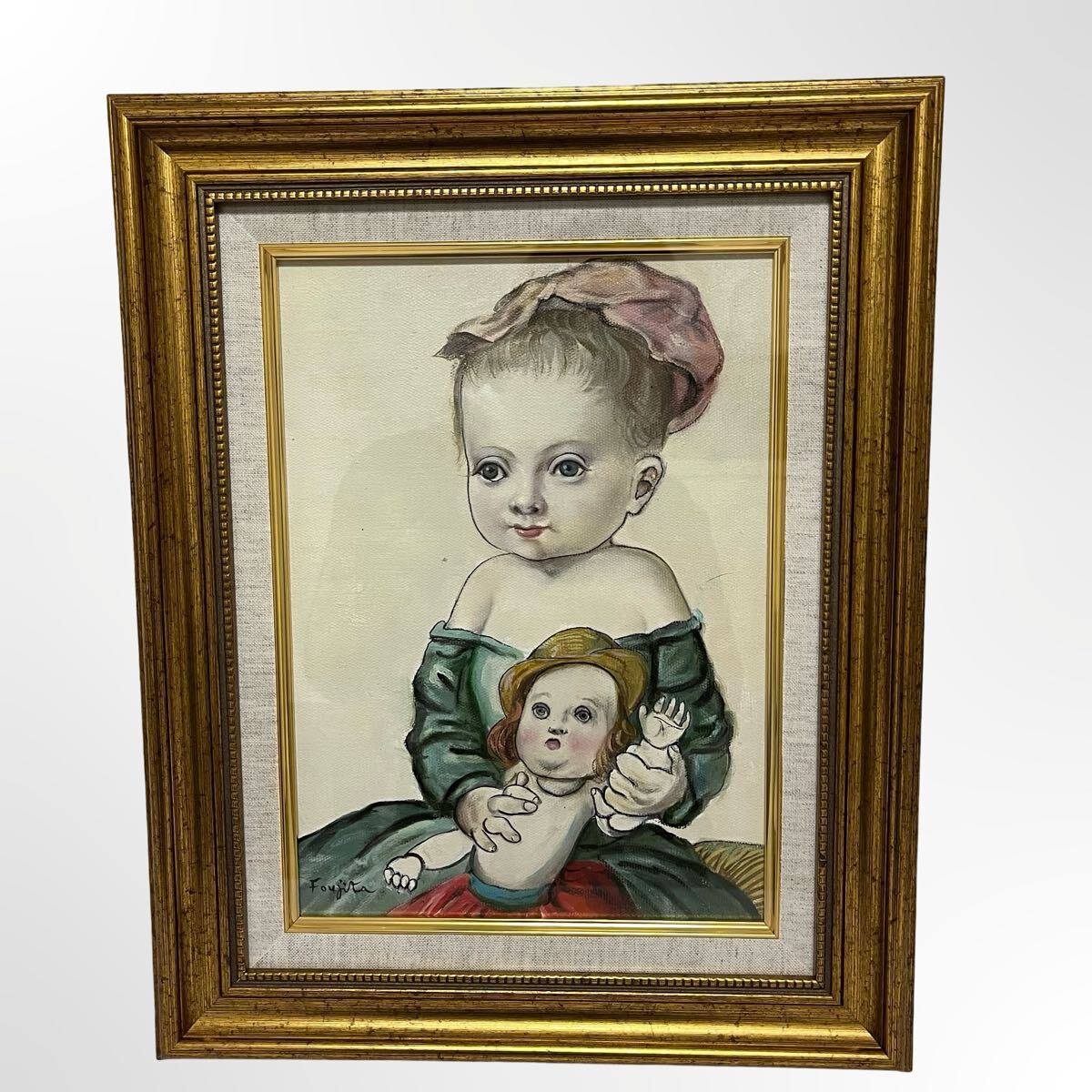 進 徹□花飾りの帽子の女性□油彩□額付絵画（油彩 少女」の直近