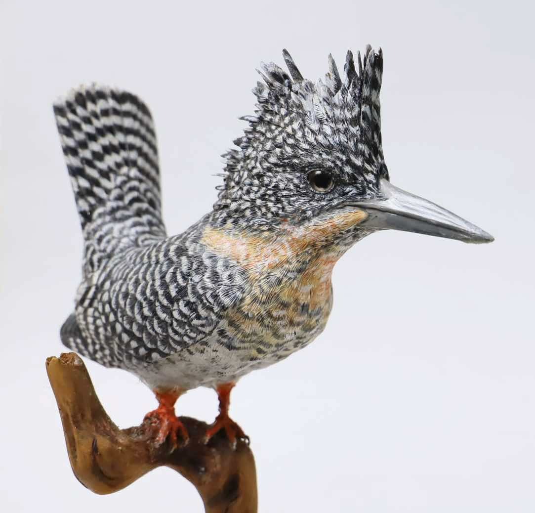 ヤマセミ(山翡翠)　リアルバードカービング　木彫りの野鳥　野鳥彫刻 ヤマセミ(山翡翠) リアルバードカービング 木彫りの野鳥 野鳥