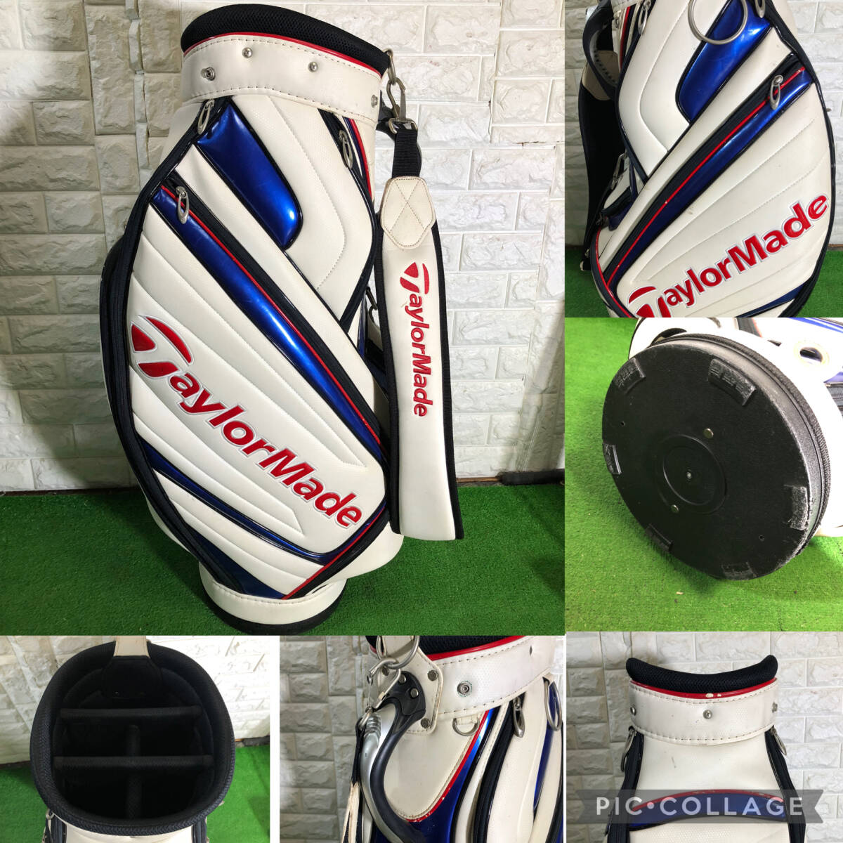 Ben Hogan キャディバッグ 6分割 ネイビー × ホワイト レザー