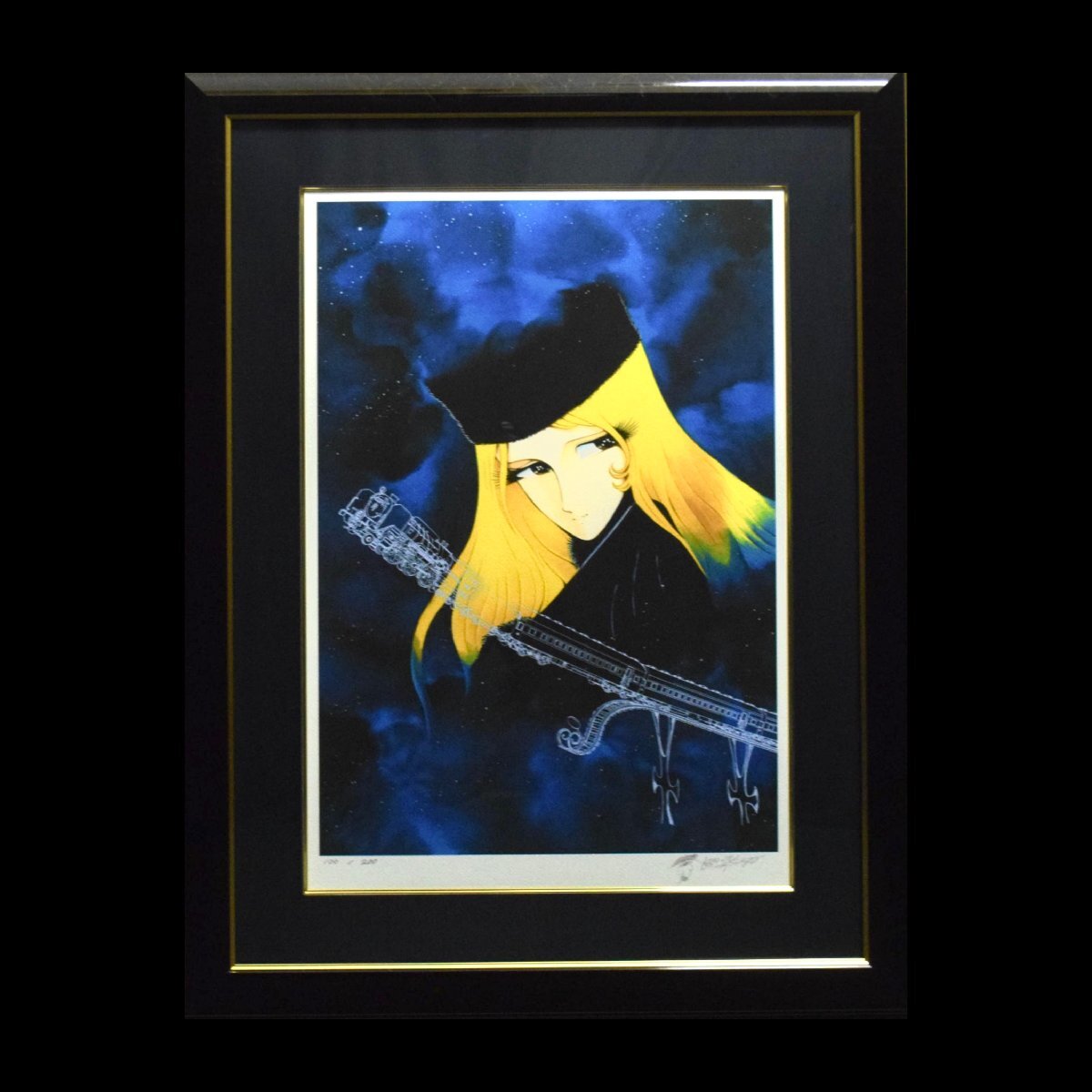 成瀬政博 リトグラフ　版画　 「月の小舟」週刊新潮表紙絵画家 ♯ 成瀬政博 月の小舟 ピエゾグラフ 版画 額装 直筆サイン入り