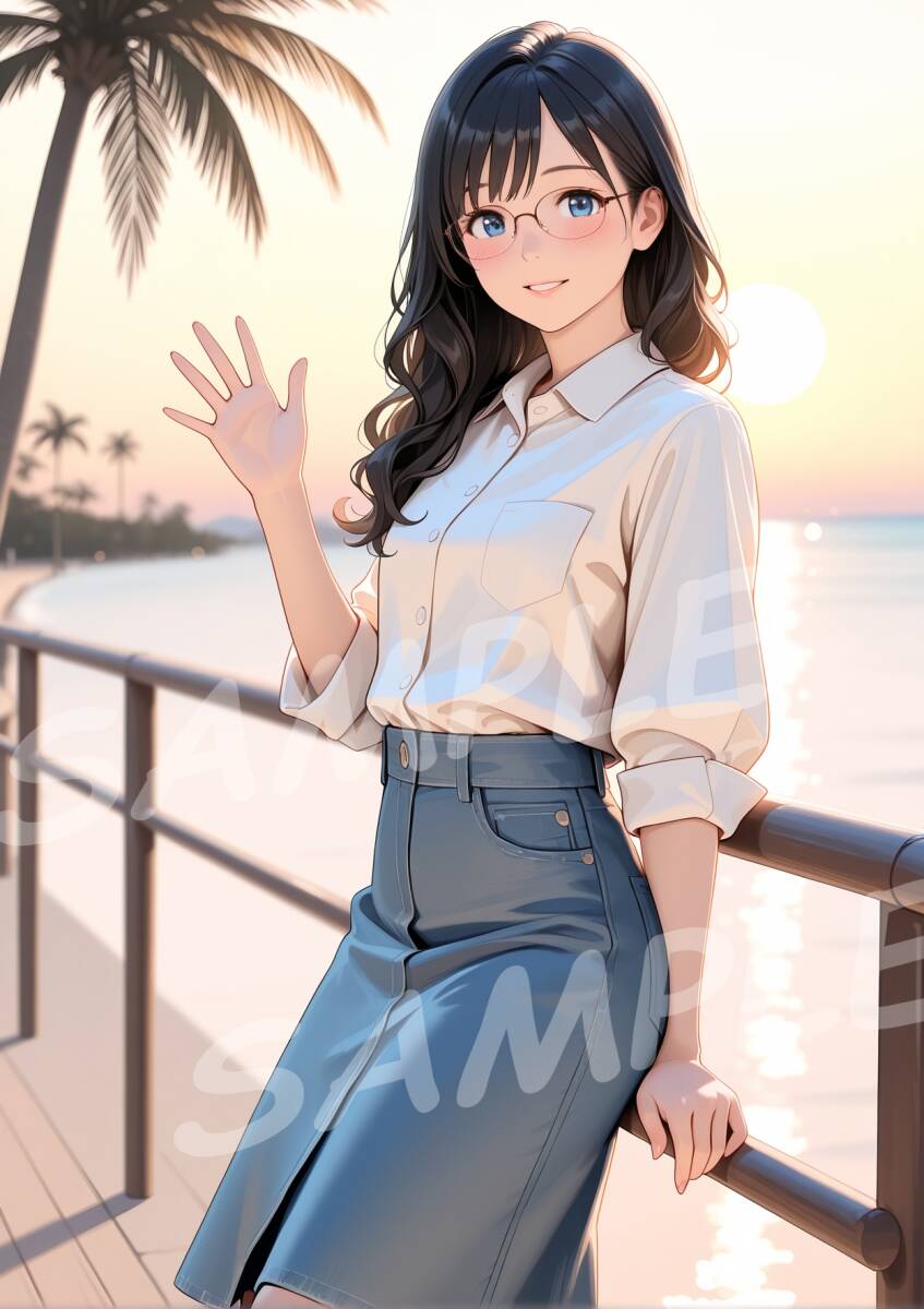 △妃耶八　美人画 イラスト版画 直筆サイン　「デラドンプの奢り」 23/150△ 新品△妃耶八 美人画 イラスト版画 直筆サイン 「夕暮れ空」 17⁄150