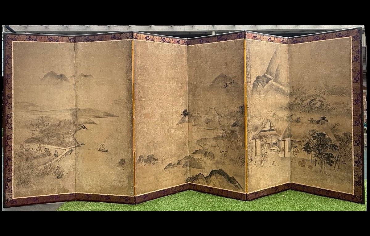 中古】14 昔の扇子 古美術 時代物 骨董品 画家 書家 掛軸 扇子 屏風