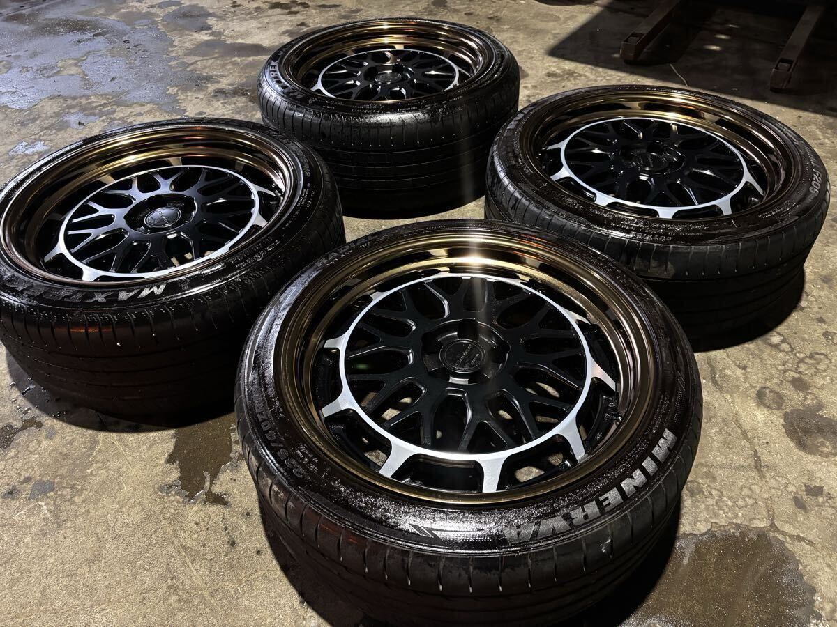 中古】深リム！ワーク シーカーFX 18×9.5J+22 PCD114.3-5穴 215/35R18 